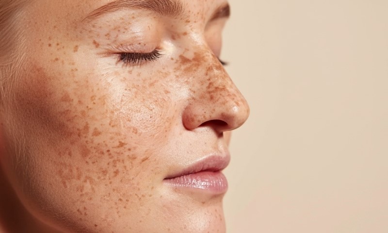 Žena sa pegama na licu