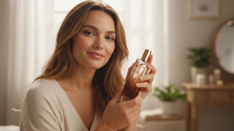 Žena drži bočicu Prodigieux le parfum